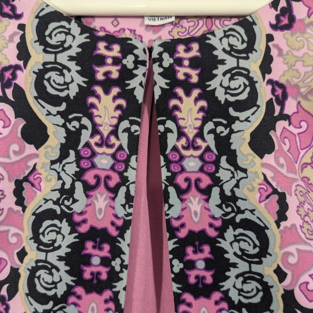 Joan Rivers Boho Coquette Pink Paisley Top Clasp 3/4 Sleeve Cardigan Size 1X - Picture 3 of 8